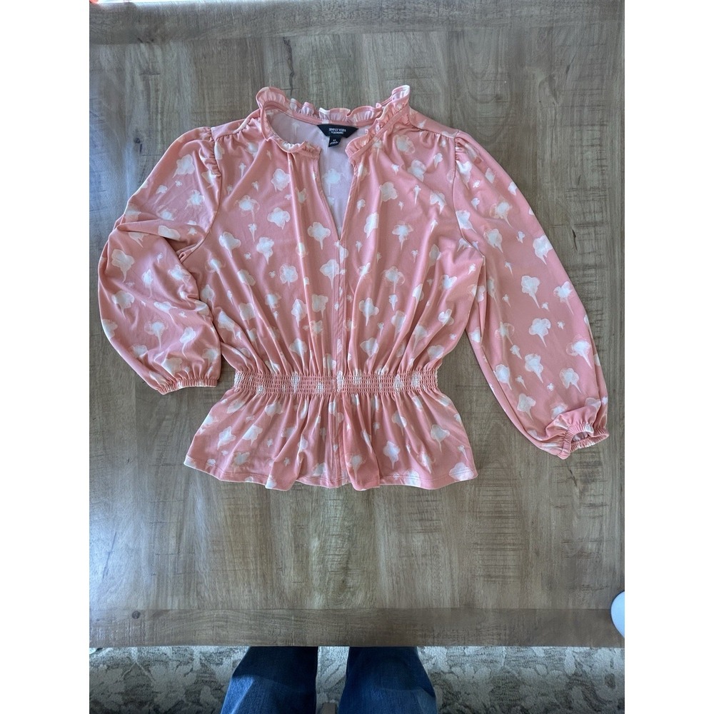 Simply Vera by Vera Wang Pink Patterned Babydoll Top Size Medium